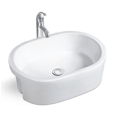 China Semi-Counter Mounting Ceramic Sinks Sanitary Ware Oval Art Basin Bathroom Hand Wash Basin for sale