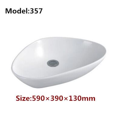 China Above Counter Mounting Art Basin Sanitary Ware Ceramic Sinks Bathroom Triangle Wash Basin for sale