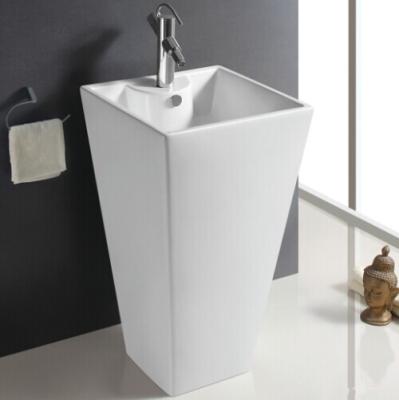 China Fixing to Wall with Back Bathroom Sanitary Ware Ceramic Standing Pedestal Sinks Wash Basin for sale