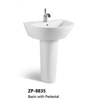 China Fixing to Wall with Back Bathroom Big Wash Basin White Color Ceramic Pedestal Sinks for sale