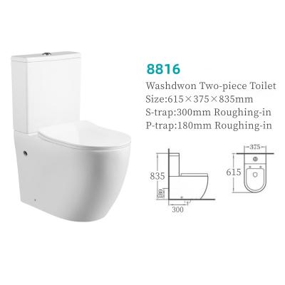 China Sanitary Ware Bathroom Washdown Two piece Toilet with 10cm/4inch diameter outlet  Ceramic Toilets for sale