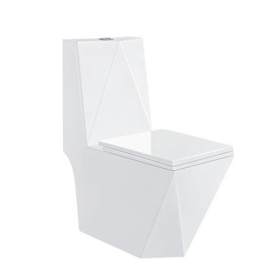 China Sanitary Ware White Bathroom Ceramic Toilet Bowl Diamond Shape Floor Mounted Washdown One Piece Wc Toilets for sale