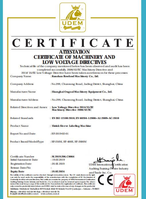 CE - Kunshan Howfond Machinery Co., Ltd