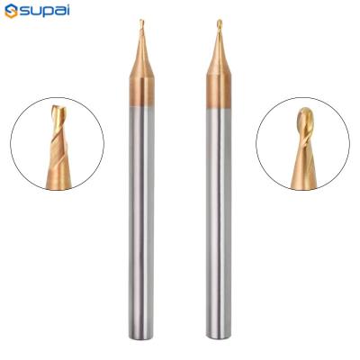 China Micro Ball Nose End Mill 2 Flutes R0.1-0.45mm Tungsten Steel CNC Milling Cutter TiCN Engraving Bit Coated Milling Bit for sale
