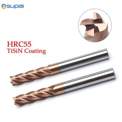 China Revestimento do moinho de extremidade HRC55 do carboneto de tungstênio das flautas dos bens 4 1-8mm AlTiN à venda