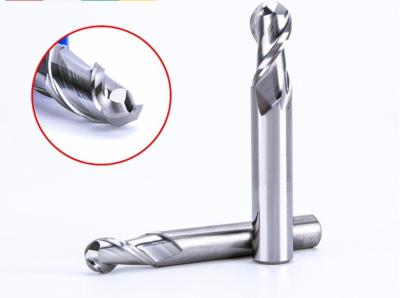 China 2 Flute Cutting HRC55 2mm-6mm Ball Nose End Mill / Tungsten Steel Spiral Milling for sale