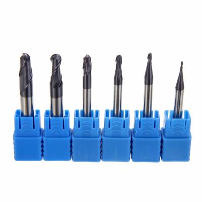 China 6mm 8mm 10 Mm AOL 100 Mm Solid Carbide End Mills HRC55 TiAlN Coating Ball Nose Milling Tools for sale