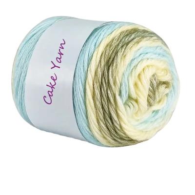 China High quality  Acrylic Cotton Wool Blended  Color 100g/roll Rainbow Cake Yarn for Crochet for sale