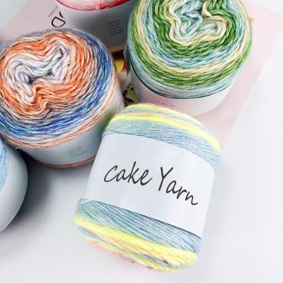 China 2022 new product gradient acrylic cotton wool cake rainbow yarn for crochet for sale
