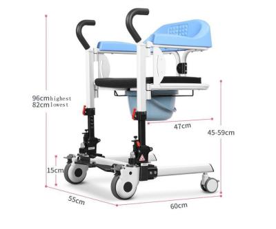 China Portable Hydraulic Patient Transfer Lift Chair With Commode Transfer for sale