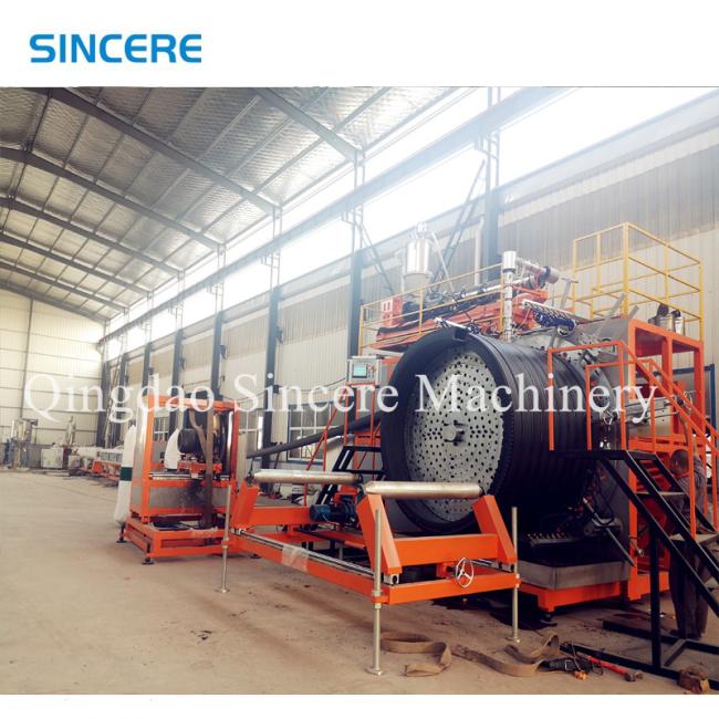 Completed spiral pipes produced by extrusion line