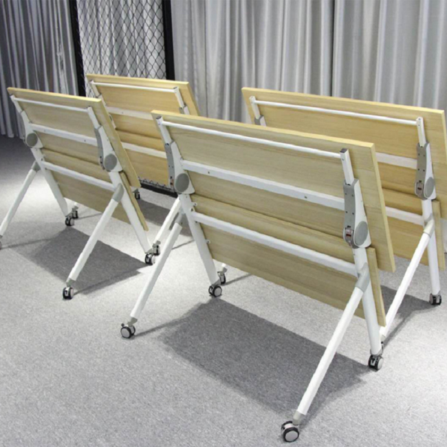 Wooden Folding Classroom Training Room Desks Foldable Conference Table Tops with Wheels
