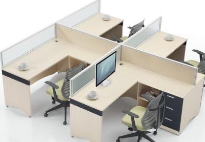 China Commercial Office Furniture Partitions For Four People / Wood Computer Desks Office Cabin Partition for sale