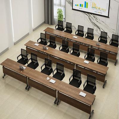 China Wooden Classroom Training Room Desks / Foldable Conference Table Tops With Wheels for sale