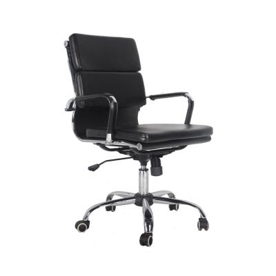 China Middle Back Modern Manager Office Chairs Black Coating Sled Frame for sale