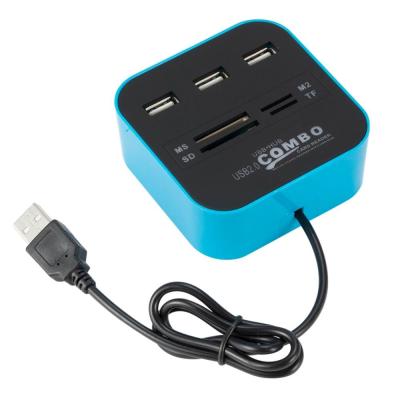 China All In One 3 Port Card Reader Square Multi USB Splitter for sale