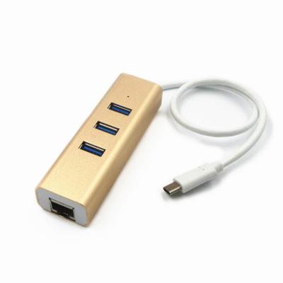 China Multiple USB C To 3 Port USB 3.0 10Gbs RJ45 Ethernet Adapter for sale