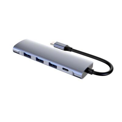 China Superspeed 5 In 1 PD Port Multiple USB C HUB Adapter ABS Aluminum Alloy for sale