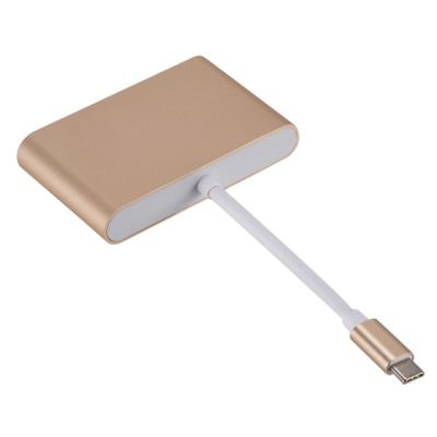 China Gold Ultra Thin Powered 10Gbps 3 In 1 USB C HUB TPE Shell For Macbook for sale