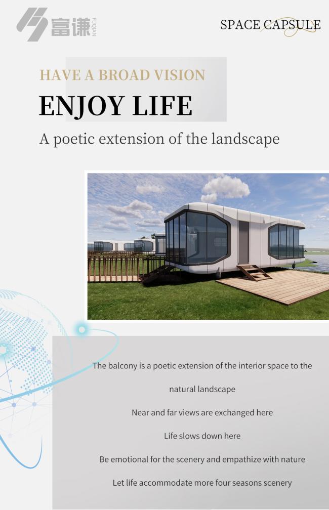 Customized Vacation Space Capsule Leisure house Steel Frame Structure mobile House Prefabricated
