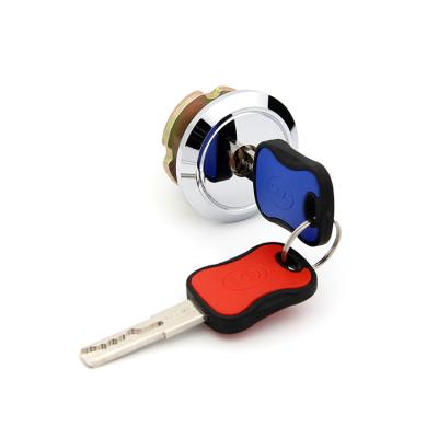China Red And Blue Iron Housing Key Cylinder Lock Plastic Material Key Handle for sale