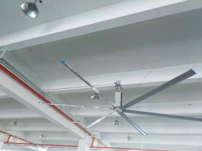 China 7.3m Node Industrial Ceiling Fan With 6pcs Blades Silver Poultry Farm Ventilation Fans for sale