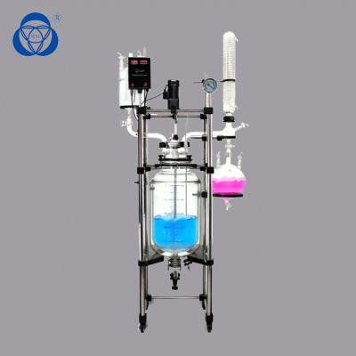 China 5L High Borosilicate Jacketed Glass Reactor Vessel SS Kettle With Reactor Agitator for sale