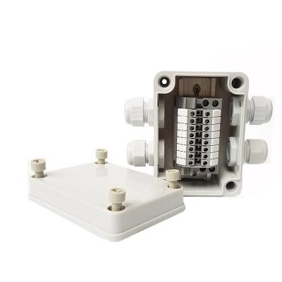 China 4 Ways IP65 Waterproof Cable Distribution Junction Box with UK2.5B Terminal Blocks 80*110*70mm for sale