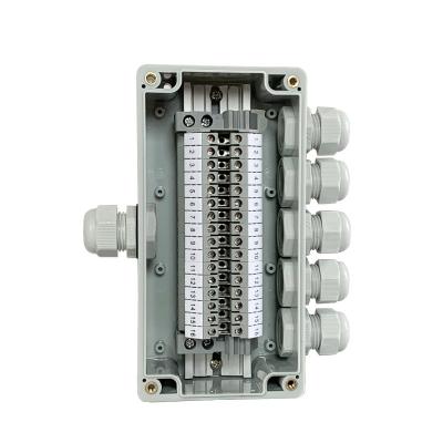 China IP65 Waterproof Cable Junction Box 1 in 5 out 80*160*55mm with UK2.5B Din Rail Terminal Blocks for sale