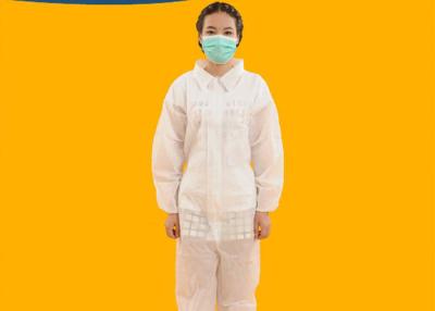 China Non Woven Disposable Waterproof Coveralls Anti Bacterial With Collar for sale