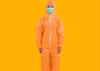 China Chemical Resistant Disposable Safety Coveralls , Disposable Orange Overalls for sale