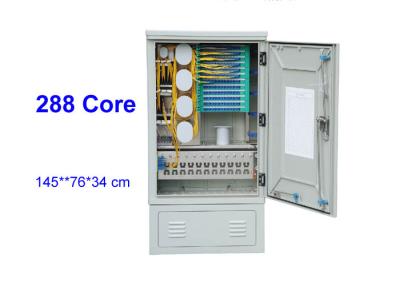 China Outdoor 144 288 576 Core SMC Rack Fiber Optic Distribution Box Connection Cabinet Floor Standing for sale
