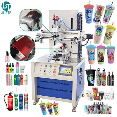 China Manual glass bottle screen printing machine semi auto 360 article plastic cup silk printer for round container object for sale