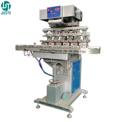 China Multi 6 Color Pad Printing Machine Semi Automatic Multifunctional Digital Pad Printer Met Conveyor Draaibaar Carousel Te koop