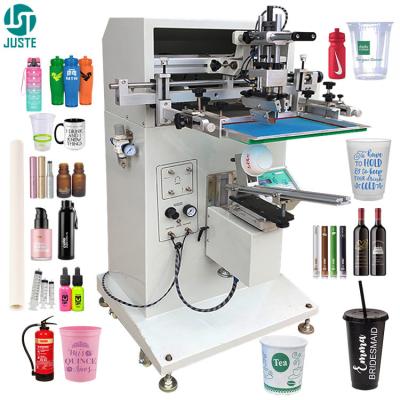 China Glass cup silk screen printing machine semi-automatic multi 3 color colour 360 round pet spice lotion bottle printer for sale