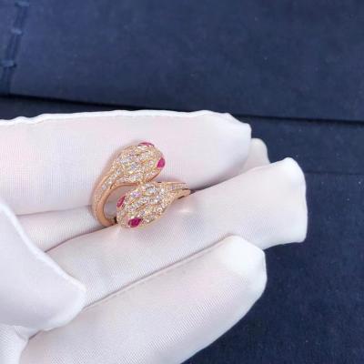 China BVLGARI Serpenti Seduttori Ring 18k Gold And Real Diamonds Rose Gold for sale