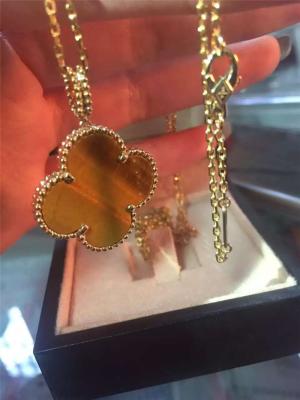 China 1 Motif Tiger'S Eye 18K Gold Necklace VCARO49L00 Yellow Color With Flower Shape for sale
