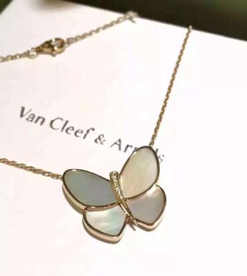 China Butterfly Pendant Necklace 18K Yellow Gold , Van Cleef Butterfly Necklace for sale