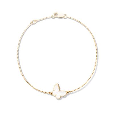 China White Mother Of Pearl 18K Gold Bracelet Sweet Alhambra Butterfly Bracelet for sale