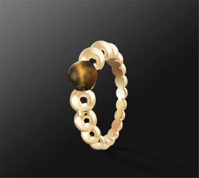 China Forma redonda del anillo de oro del amarillo 18K del compromiso de las mujeres con la piedra del ojo de los tigres en venta