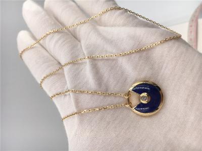 China Dark Blue Lapis Lazuli  Luxury Gold Jewelry 18K Real Gold Chains With Pendants for sale
