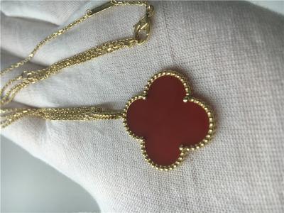 China LongVan Cleef Arpels 18K Gold Necklace With Red Flower Shape No Diamond for sale
