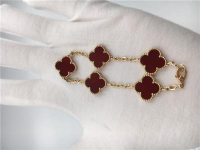 China Customized Vintage 18k Rose Gold Bracelet Van Cleef Arpels With Red Carnelian for sale