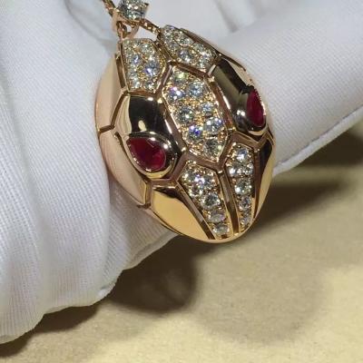中国 18Kローズの金のRubellite/Demi Pavéのダイヤモンドが付いている贅沢な宝石類のSerpentiのネックレスCL857662 販売のため