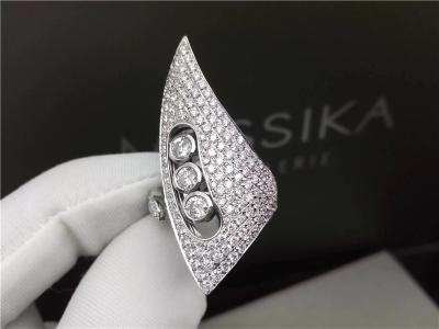 China 18K White Gold Diamond Rings , Women'S Wedding Engagement Rings With Horn Design for sale