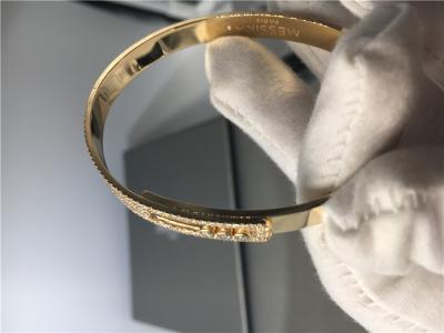 China Custom 3pcs Moving Diamond Bangle Bracelet Yellow Gold With Saddle Shape for sale