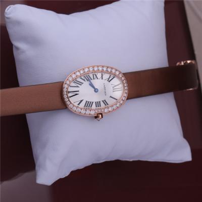 China Luxury Brand Gold Watch 18K Rose Gold Women Watch with Diamond Leather Belt for sale