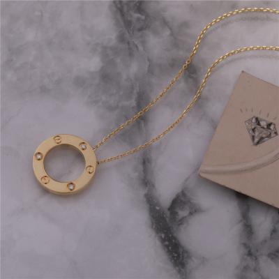 中国 愛宝石類の3個のダイヤモンドの画像的な記号を用いる古典的な18K金のネックレス 販売のため