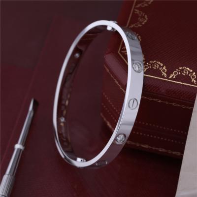 China Classic Love Bangle 4 Diamonds Love Bracelet with in 18 Karat WHITE GOLD Fine Workmanship Jewelry for sale