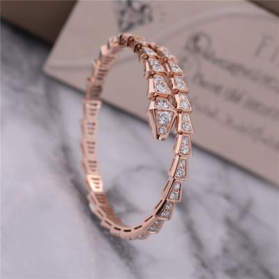 China Luxury Closet Rose Gold Bracelet Serpenti Viper one-coil full diamond Snake Bangle 353792 for sale
